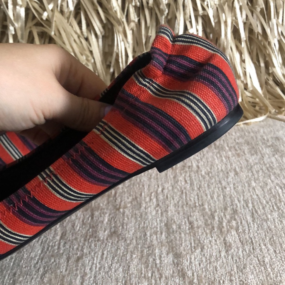 Tory Burch Reva Bauer Stripe Printed Canvas Flats - Picture 10 of 11